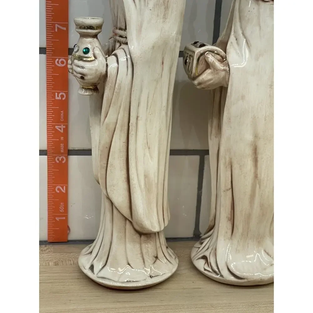 JEWELED Vintage 3‎ Wise Men 13” TALL Ceramic Christmas Decor Nativity RARE